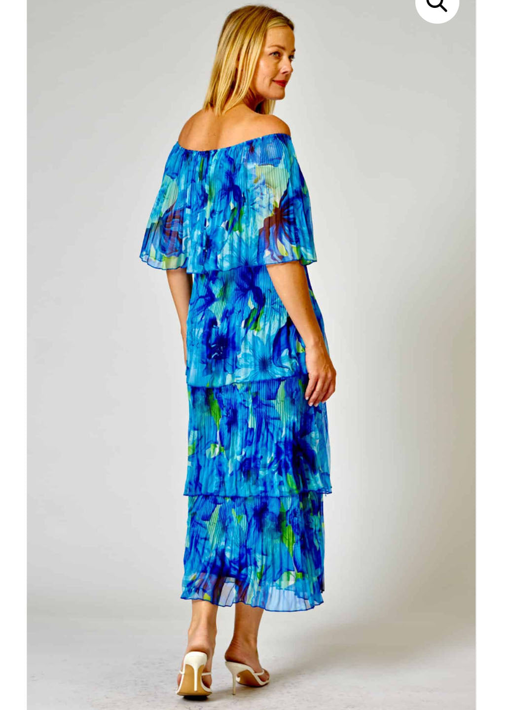 L'AMORE OFF SHOULDER MULTI LAYERS PLEATED DRESS