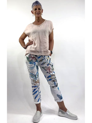 LA STRADA VISCOSE & POLYESTER PRINTED PANTS