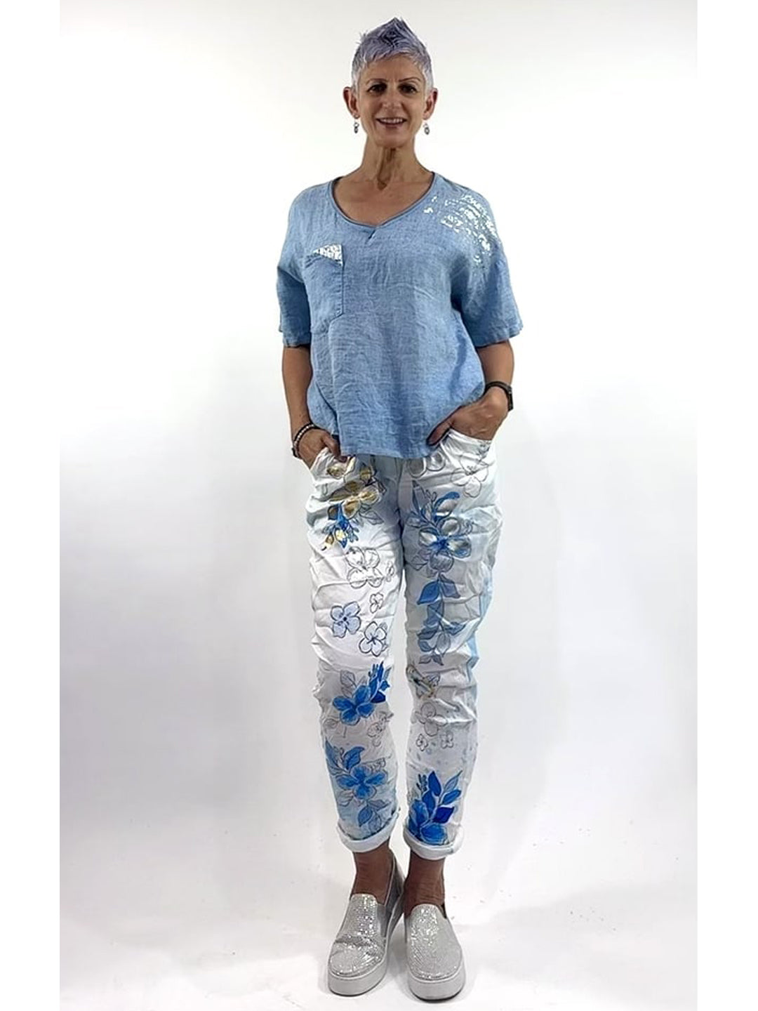 LA STRADA VISCOSE & POLYESTER PRINTED PANTS