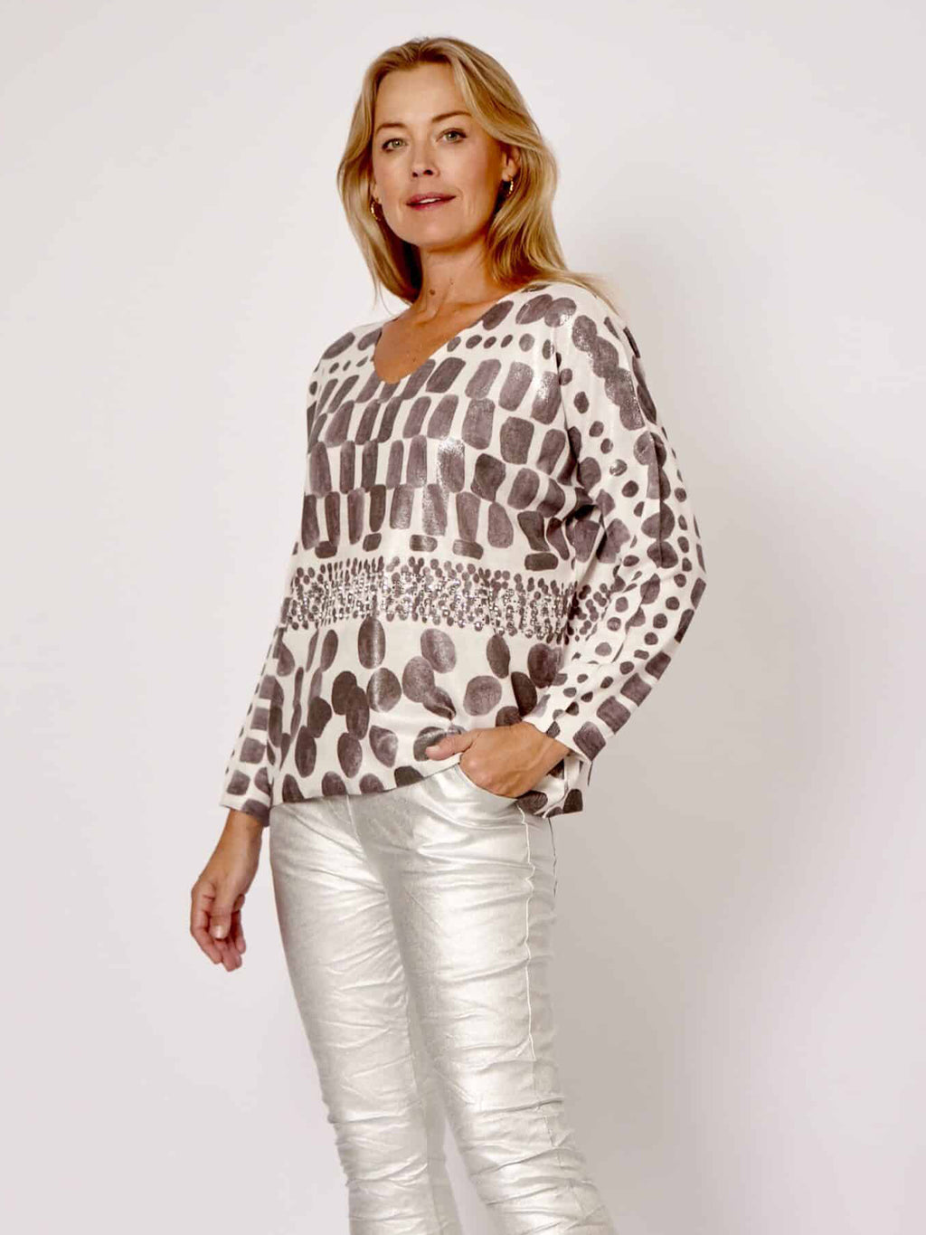 LA STRADA WITH DIAMANTETRIM STONE PRINT JUMPER