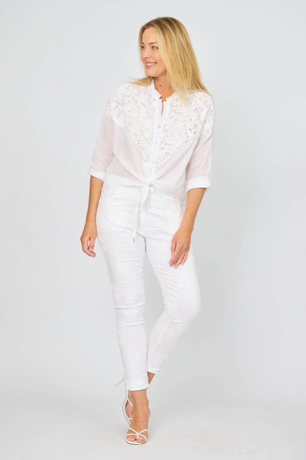 LA STRADA COTTON LACE BODICE SHIRT