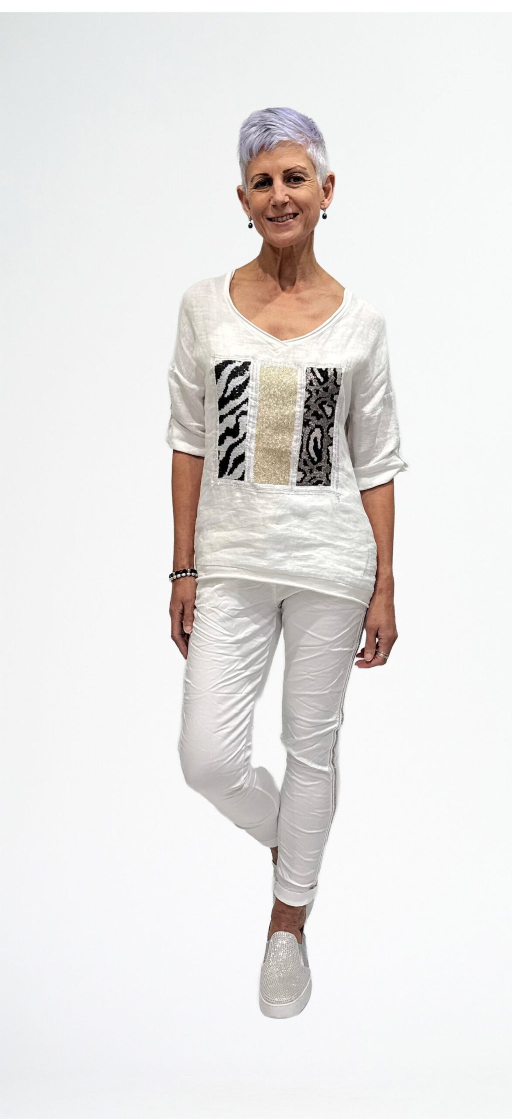 LA STRADA BLING PATCHES ATTACHED TOP