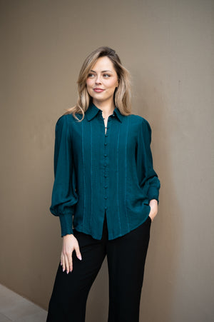 FRIA PLAIN LACE TRIM BLOUSE