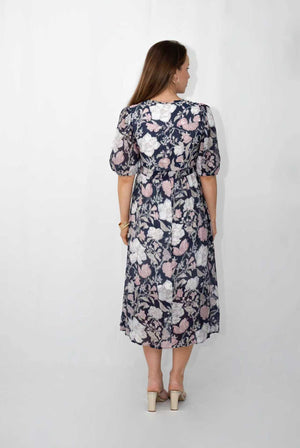 FRIA FLOWER WITH STEM BUTTON THRU DRESS
