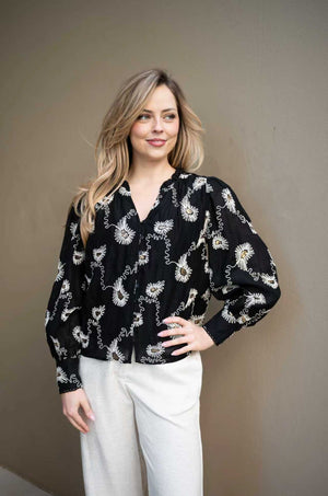 FRIA SEQUIN EMBRODER BLOUSE