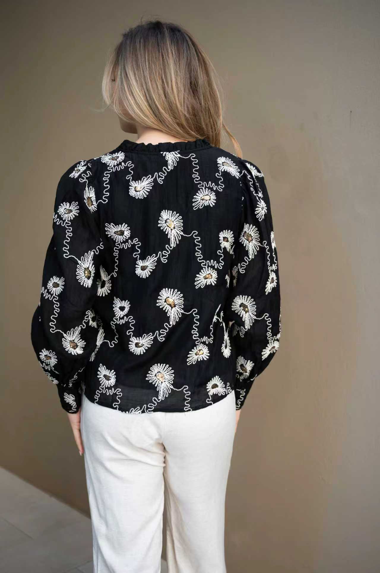 FRIA SEQUIN EMBRODER BLOUSE