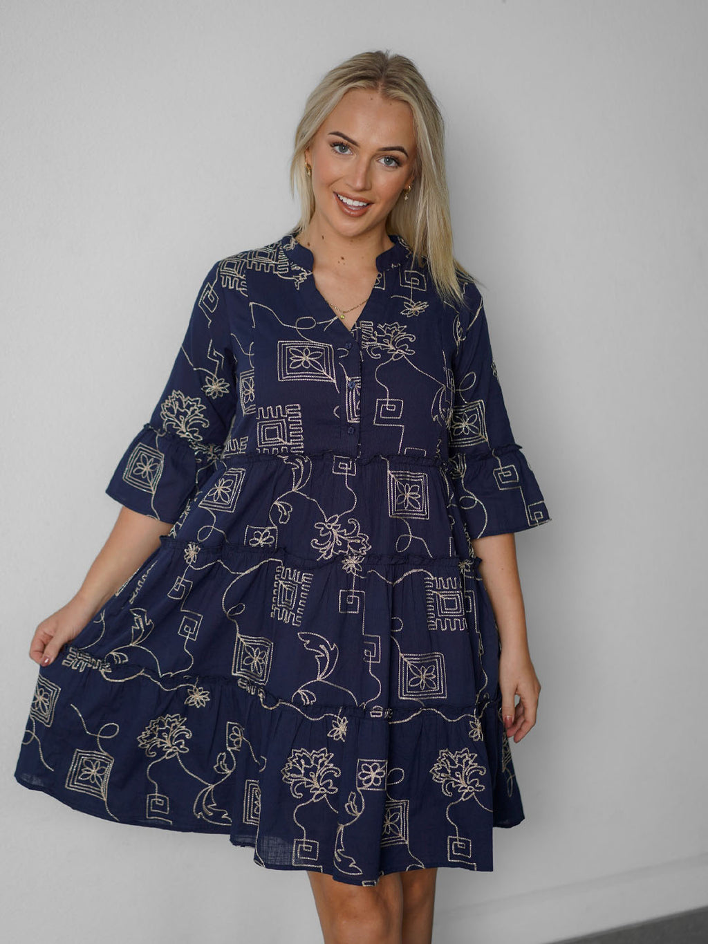 WILLOW TREE EMBROIDERED COTTON TIER DRESS