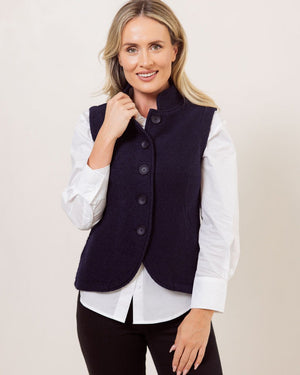 SEE SAW BOILED WOOL HIGH COLLAR VEST