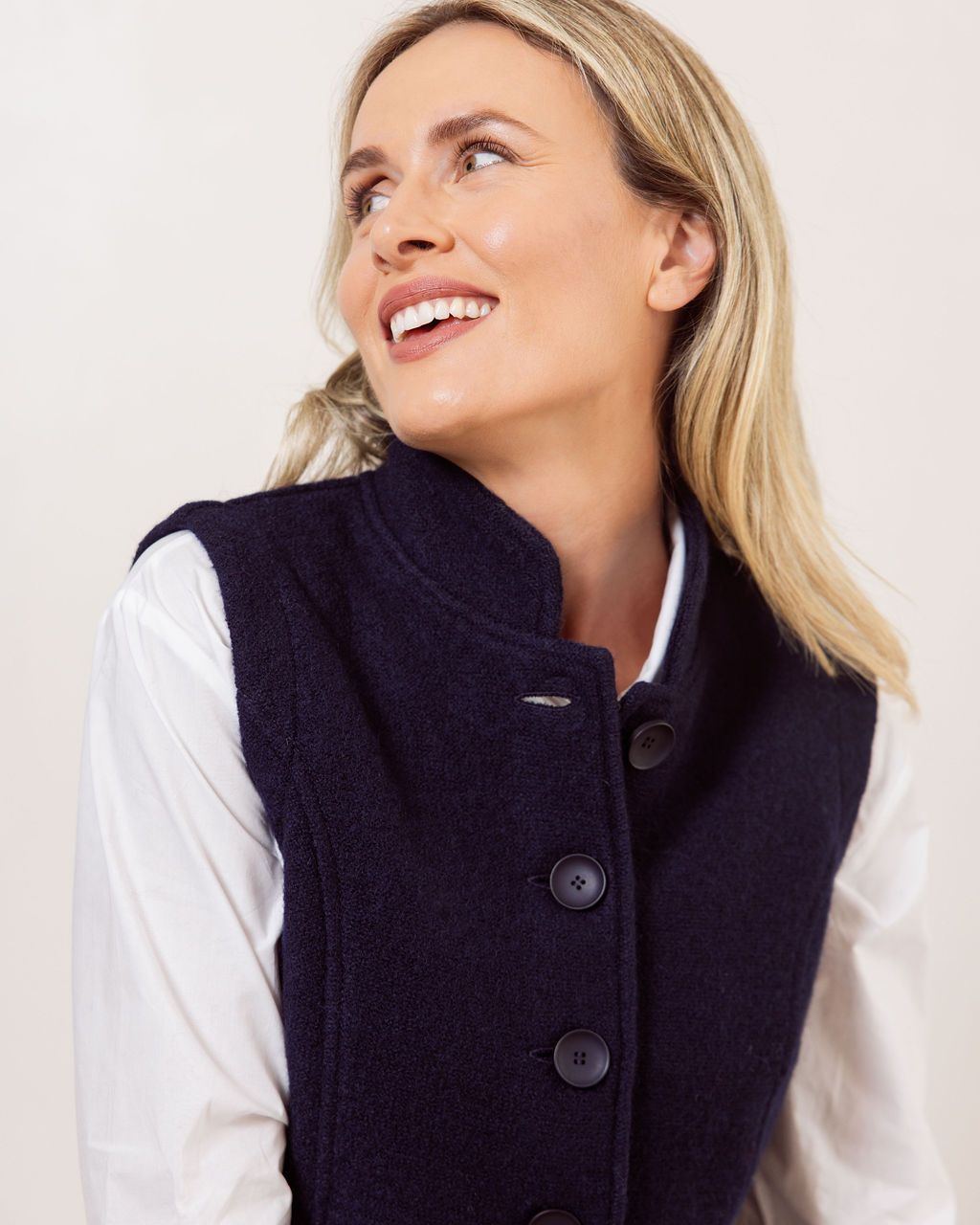 SEE SAW BOILED WOOL HIGH COLLAR VEST