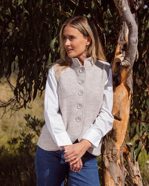 SEE SAW BOILED WOOL HIGH COLLAR VEST