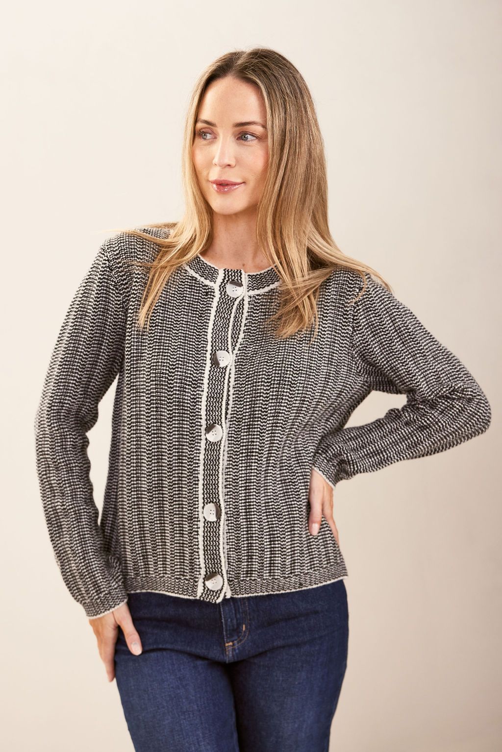 SEE SAW WOOL BLEND BUTTON THRU CARDIGAN