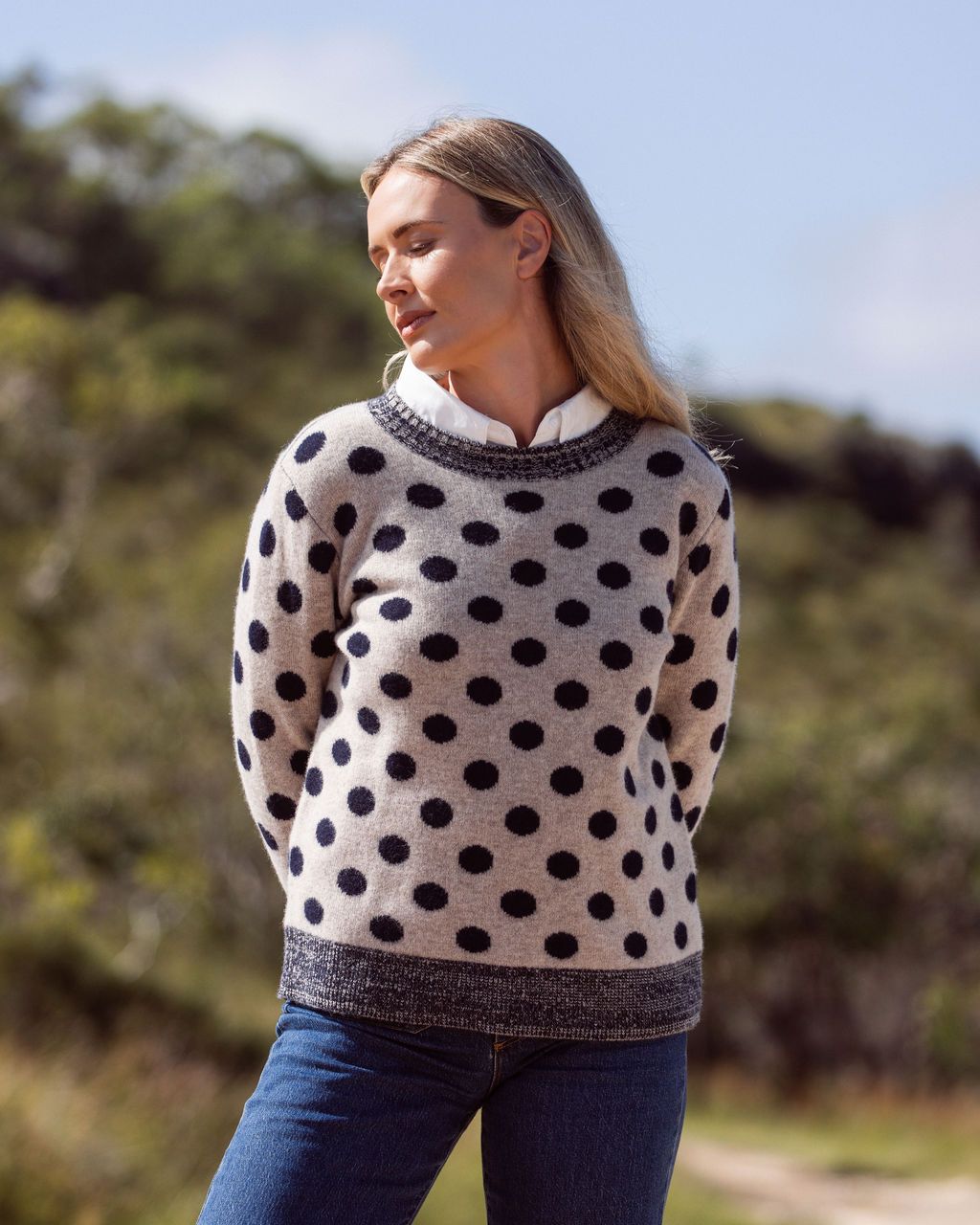 SEE SAW LUXE MERINO WOOL SPOT SWEATER