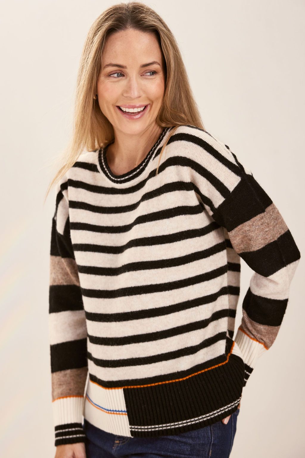 SEE SAW CAMEL STRIPE SWEATER