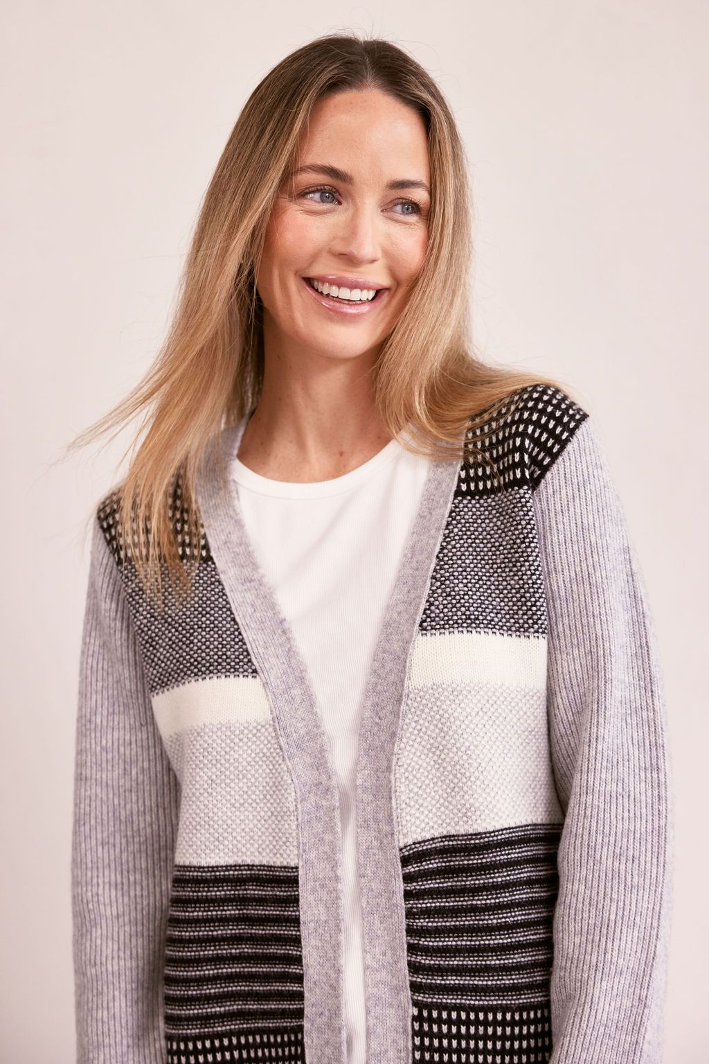 SEE SAW WOOL BLEND EDGE TO EDGE JACQUARD CARDIGAN