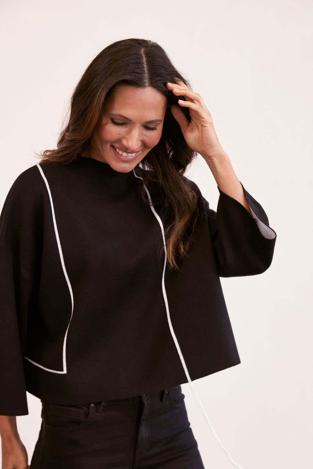 SEE SAW JACQUARD CAPE TOP