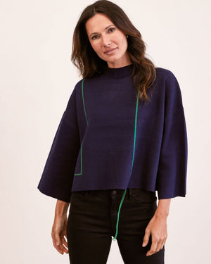SEE SAW JACQUARD CAPE TOP