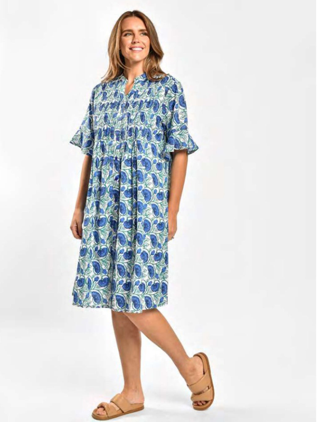 SAINT LORI BUTTON THRU BLUE CORNFLOWER DRESS