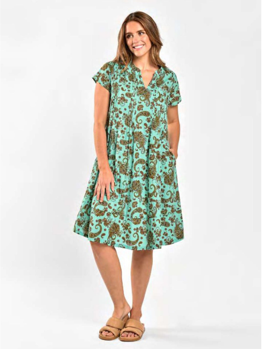 SAINT LORI JADE PAISLEY CAP SLEEVE DRESS