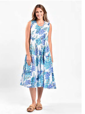 SAINT LORI AQUA ORCHID SLEEVELESS DRESS