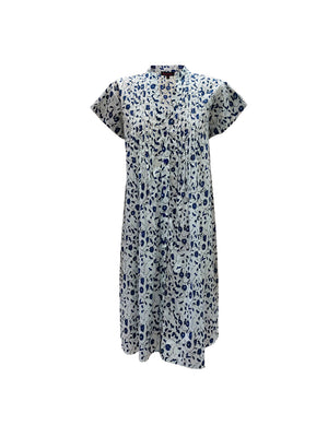 SAINT LORI BLUE FLOWER CAP SLEEVE DRESS