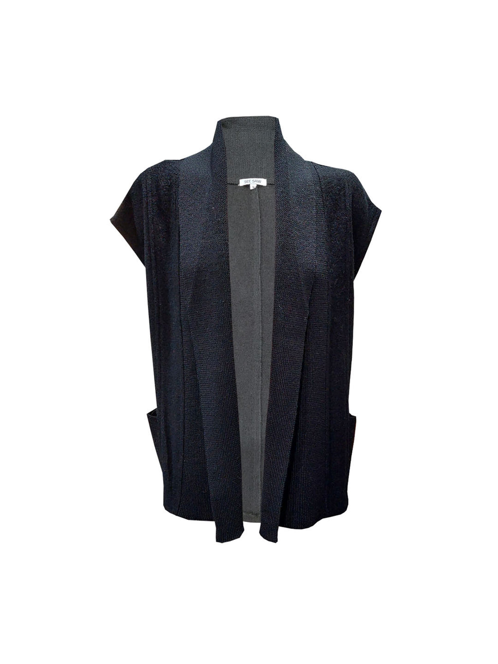 SEE SAW RIB SHOWL COLLAR OPEN VEST