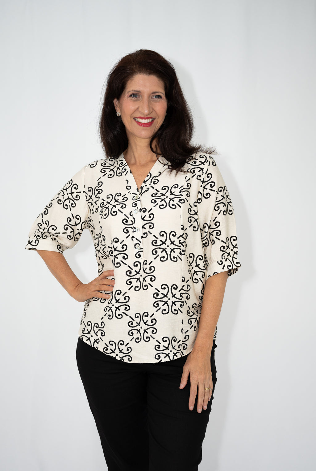 WILLOW TREE IKAT PRINT BLOUSE