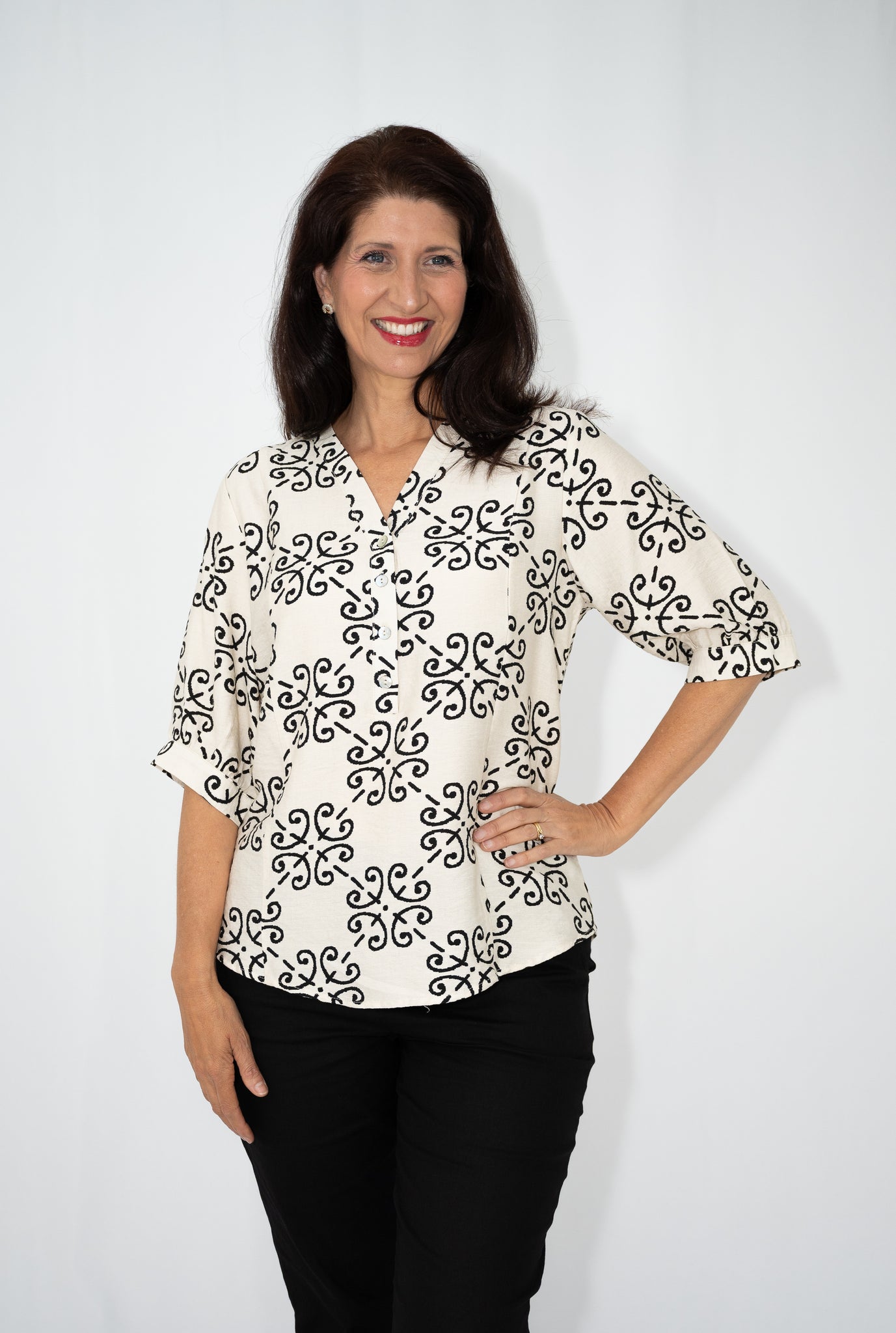 WILLOW TREE IKAT PRINT BLOUSE