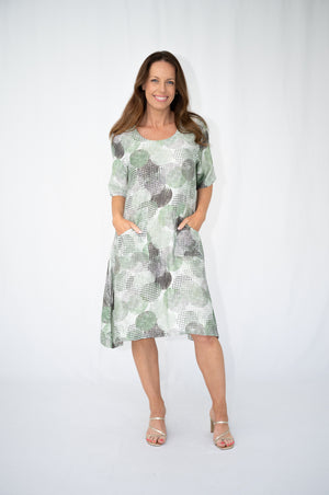 WILLOW TREE CIRCULAR GLITTER PRINT POCKET DETAIL DRESS