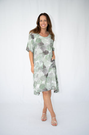 WILLOW TREE CIRCULAR GLITTER PRINT POCKET DETAIL DRESS