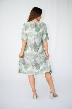 WILLOW TREE CIRCULAR GLITTER PRINT POCKET DETAIL DRESS