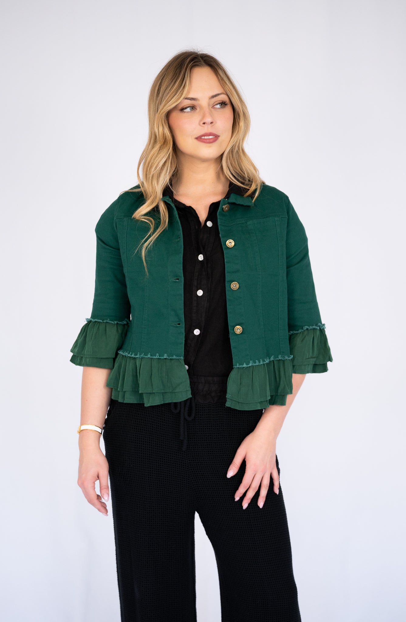 WILLOW TREE FRILL TRIM DENIM JACKET