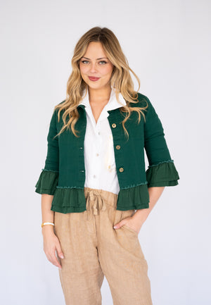 WILLOW TREE FRILL TRIM DENIM JACKET
