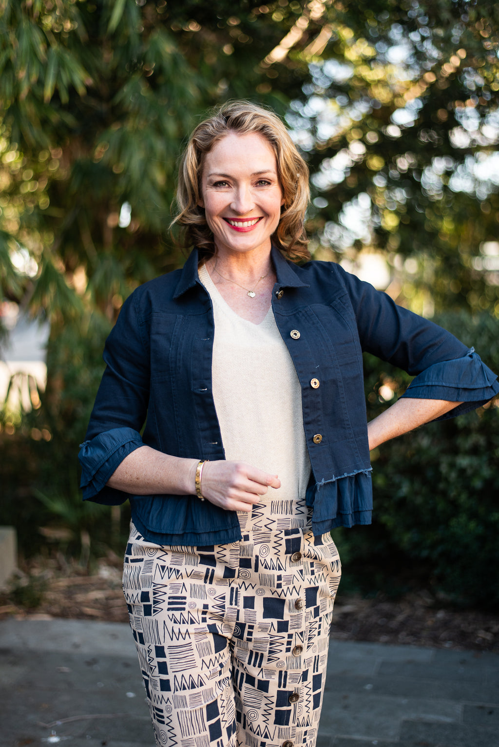 WILLOW TREE FRILL TRIM DENIM JACKET