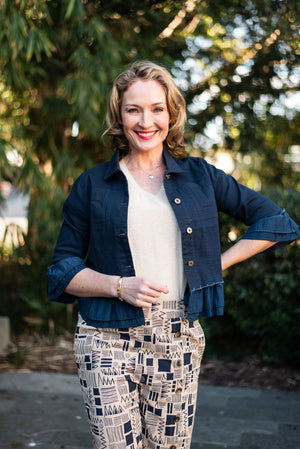 WILLOW TREE FRILL TRIM DENIM JACKET