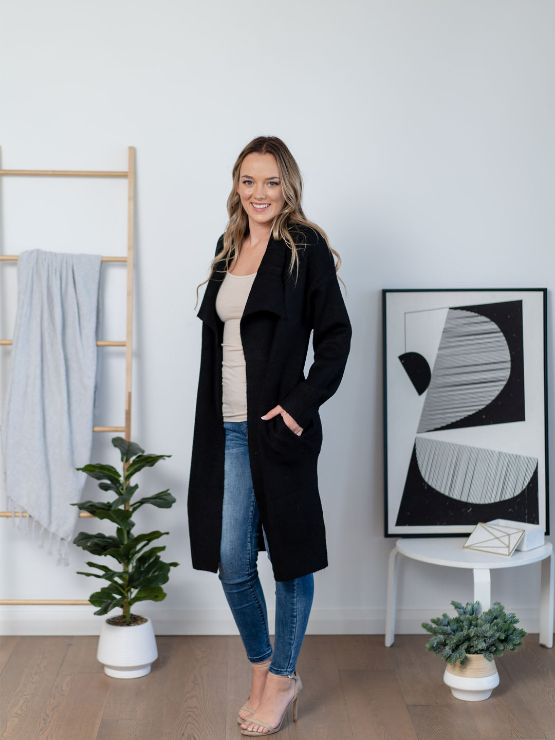 WILLOW TREE EDGE POCKET LONG CARDIGAN