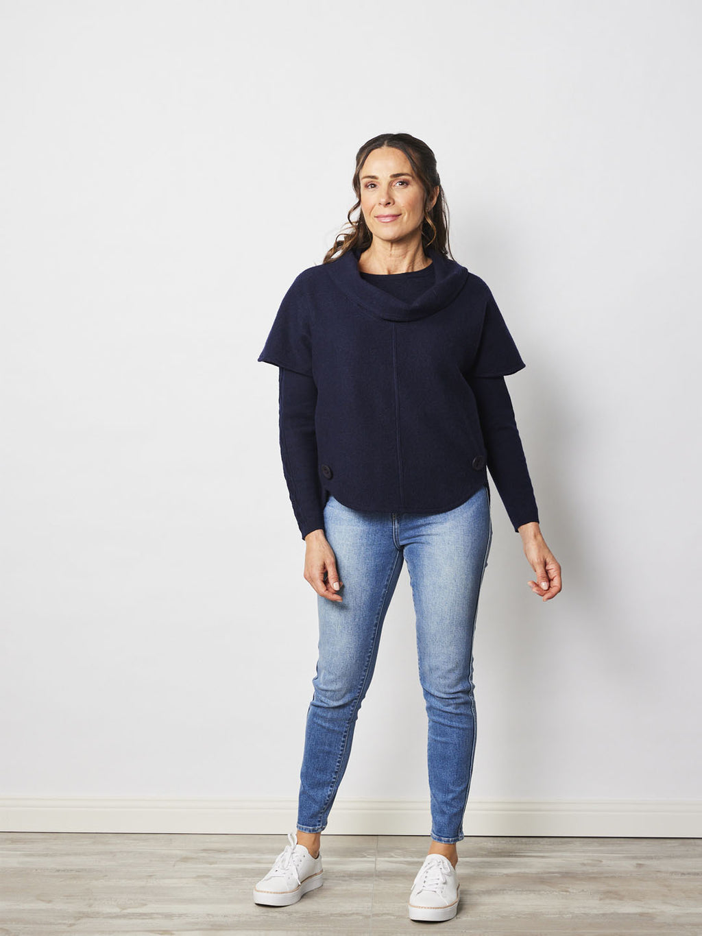 SEE SAW COWL NECK TOP
